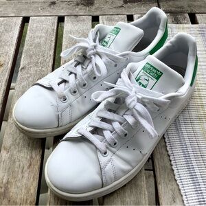 Adidas Stan Smith All White Sneakers with Green Highlights Sz W8 or M7